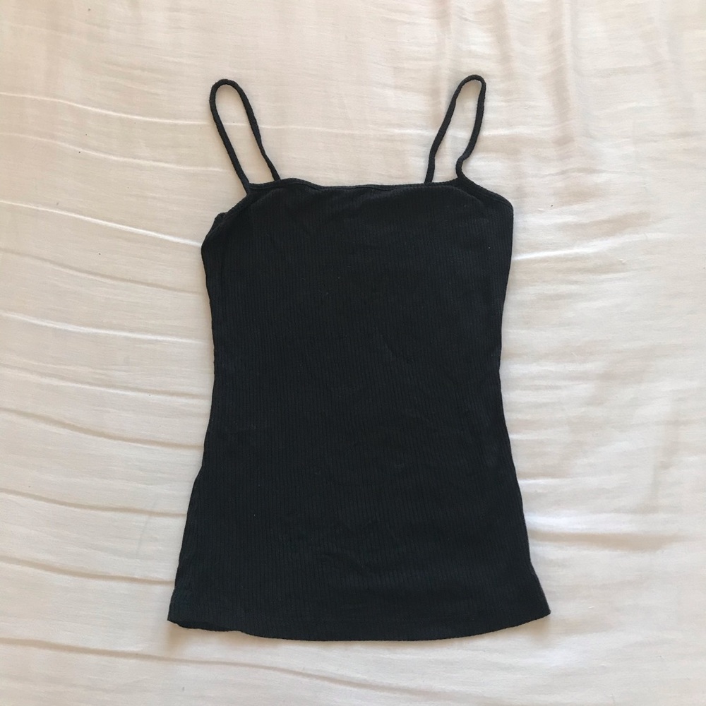Forever 21 Black Straight-neck Cami Tank Top